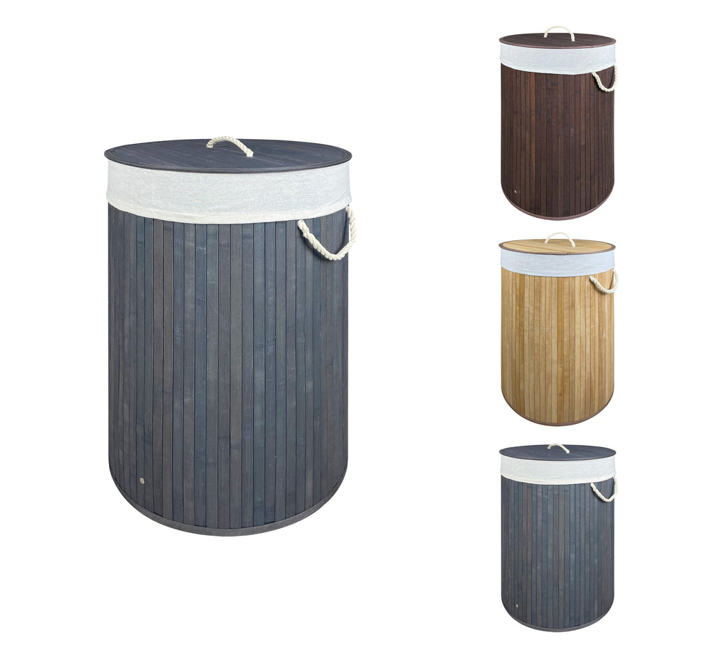 PORTA BIANCHERIA OVALE ROBUSTO CON COPERCHIO FODERA IN COTONE 2 MISURE PER  STIRO BIANCHERIA GIOCHI CAMERA CUCINA BAGNO - Menghini Bambu Vimini