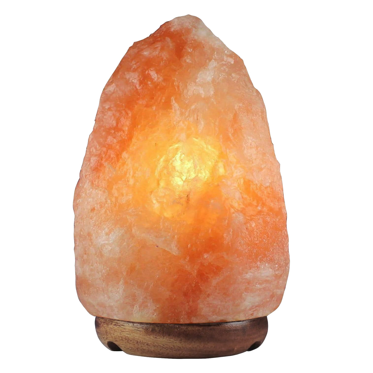 Lampada Di Sale Himalayano Originale Naturale Realizzata A Mano Con Base In Legno Di Acacia Pezzo Unico Prodotto Certificato  Con Spina Europea