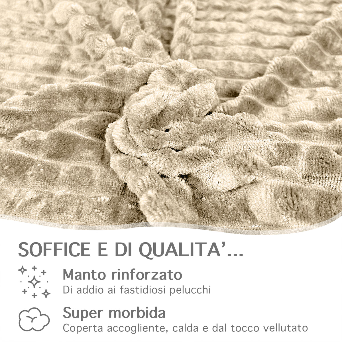 Coperta Flanella Invernale,Plaid Pile Morbida Calda Lavorazione Quadretti Peluche Copri Letto Divano Finta Pelliccia Doppio Lato