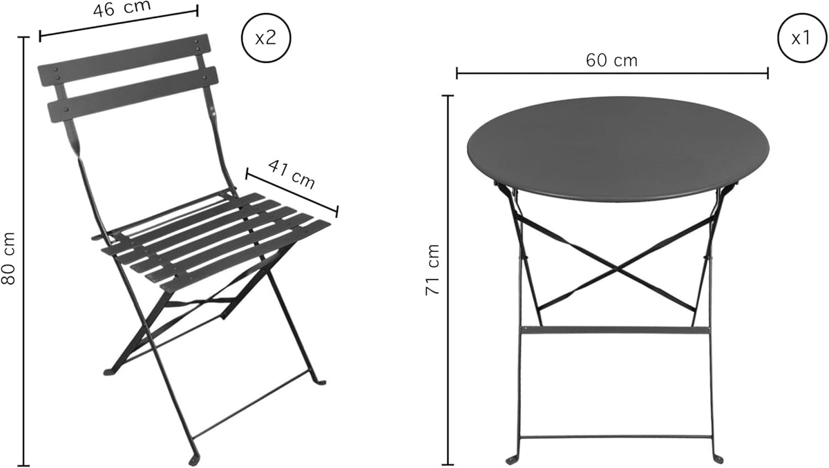 Set Bistrot Tavolino Con 2 Sedie Lavorato A Mano Per Esterno Terrazzo Giardino Pieghevoli Patio Casa,Bar