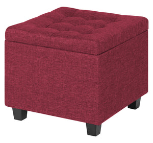 Pouf Poggiapiedi Cubico XXL Con Contenitore Integrato Cubo Imbottito Lino 45Cm Piedini legno Panca Moderna Cassapanca