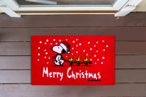 Peanuts Zerbino Ingresso Snoopy Originale Natalizio Rettangolare 40 x 60 Cm Tappeto Ingresso Asciugapassi Tappetino Antiscivolo Interno Estero Idea Regalo Natale