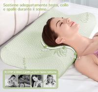 Cuscino Memory Foam Cervicale Ortopedico Doppia Onda Con Fodera Aloe Vera Sfoderabile Lavabile Antiacaro Anallergico Prodotto Italiano