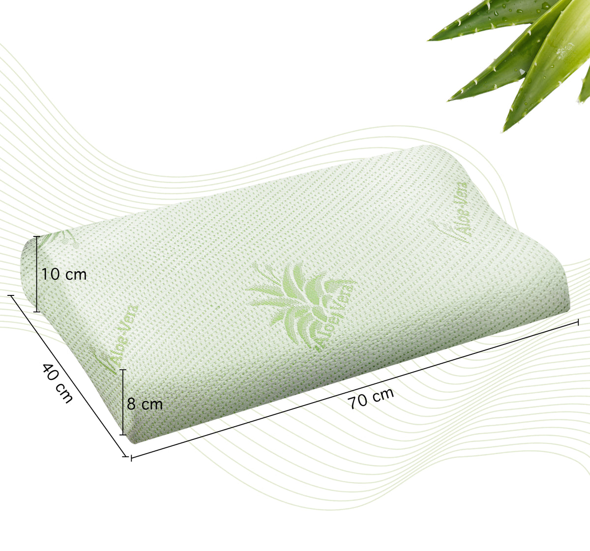 Cuscino Memory Foam Cervicale Ortopedico Doppia Onda Con Fodera Aloe Vera Sfoderabile Lavabile Antiacaro Anallergico Prodotto Italiano