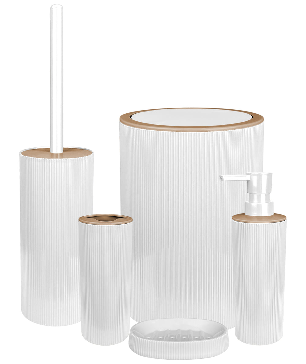 Set Completo Accessori Bagno 5 Pezzi Design Moderno In Plastica