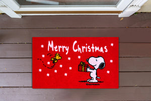 Peanuts Zerbino Ingresso Snoopy Originale Natalizio Rettangolare 40 x 60 Cm Tappeto Ingresso Asciugapassi Tappetino Antiscivolo Interno Estero Idea Regalo Natale