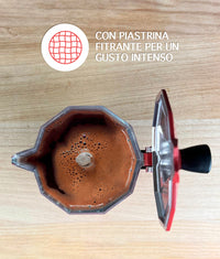 Caffettiera Moka Caffè 3 Tazze Fantasia Tartan Rosso In Alluminio Manico E Pomolo Termico Antiscottatura Per Fiamma Gas O Piastra Elettrica Idea Regalo Natale