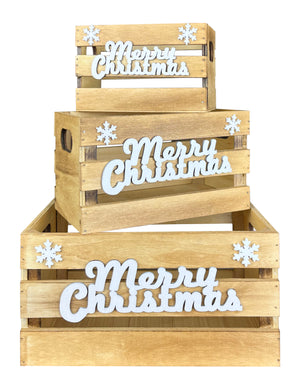 Set 3 Cassette In Legno Impilabili Fantasia Natale Merry Christmas Cassettina Multifunzione Rettangolari Porta Oggetti Porta Regali Decorazioni Natalizie Confezioni Regalo