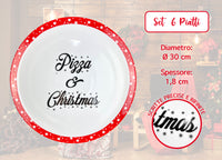 Set 6 Pezzi Piatti Pizza Natalizi Grandi Porcellana Bone China Ø 30 Cm Piani XL Tavola Natale Certificati Contatto Alimentare Sì Microonde Lavastoviglie Idea Regalo