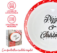 Set 6 Pezzi Piatti Pizza Natalizi Grandi Porcellana Bone China Ø 30 Cm Piani XL Tavola Natale Certificati Contatto Alimentare Sì Microonde Lavastoviglie Idea Regalo