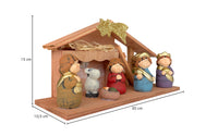 Presepe In Terracotta Statuine Sacra Famiglia Decorate Dipinte A Mano Presepio Natalizio Natività Natale Con Luce Capanna