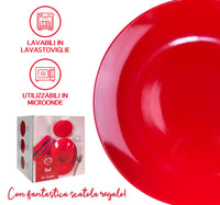 Servizio Piatti 18 Pezzi 6 Persone Rossi Gres Porcellanato Tinta Unita Rosso Tavola Natale Ceramica Certificati Contatto Alimentare Sì Microonde Lavastoviglie Idea Regalo