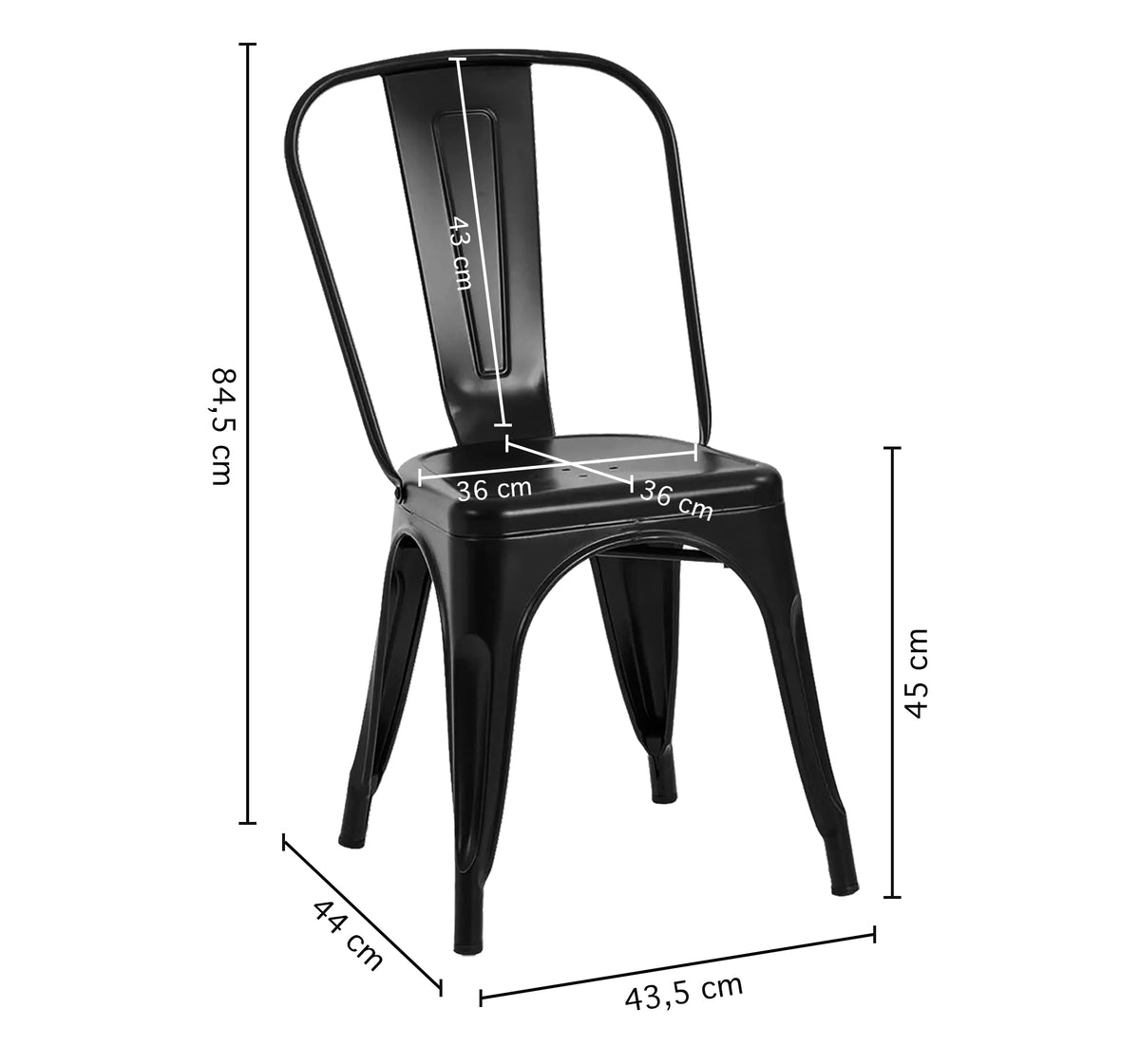 Set 4 Sedie In Metallo Impilabili Stile Industriale Vintage Sedia Pub Birreria Ristorante Colore Nero Piedini Antiscivolo