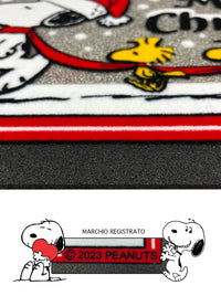 Peanuts Zerbino Ingresso Snoopy Originale Natalizio Rettangolare 40 x 60 Cm in Gomma Floccata Tappetino Antiscivolo Interno Estero Originale Idea Regalo Natale