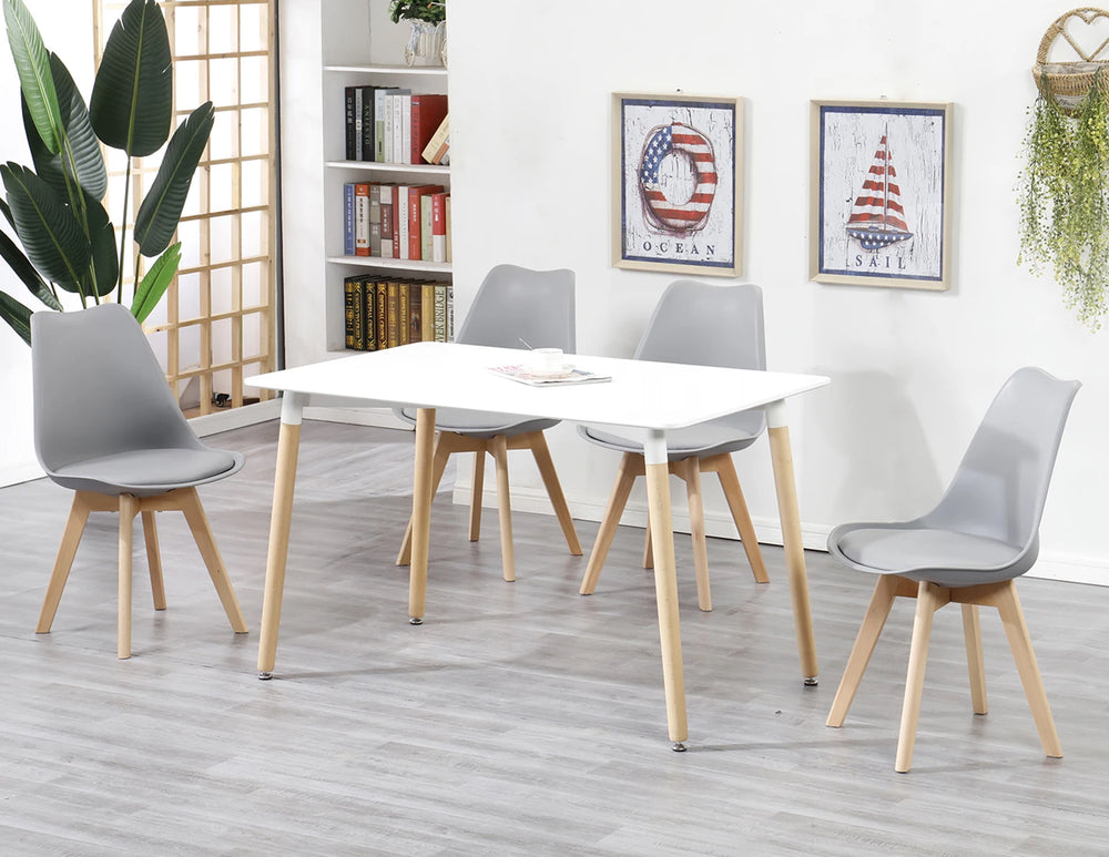 Tavolo Bianco Rettangolare Cucina 80x120xH75 Cm In Mdf Sala Da Pranzo Scrivania Ufficio Moderno Stabile Resistente  Design Scandinavo 4/6 Persone