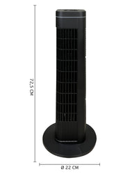 Ventilatore A Torre 3 Velocità Potente Silenzioso 50W 22x22x72.50Cm A++ Funzione Oscillante Auto-Rotante Design Sottile Moderno Ed Elegante Cucina Salotto Camera Letto Nero