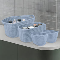 Set 4 Cestini Grandi In Corda Di Cotone Portaoggetti Moderni Tinta Unita Design Elegante Contenitori Impilabili Organizzazione Cestino Bagno Porta Lavette Accessori Stoccaggio