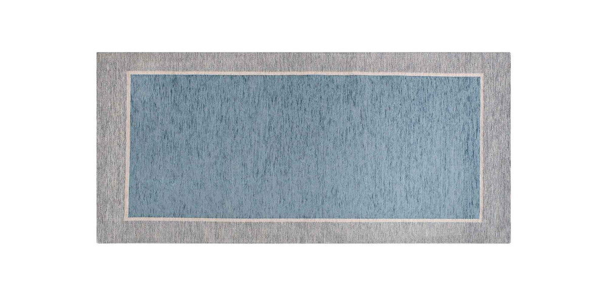 Tappeto Arredo Moderno Antiscivolo in Ciniglia Made in italy Cotone Ninfea Azzurro