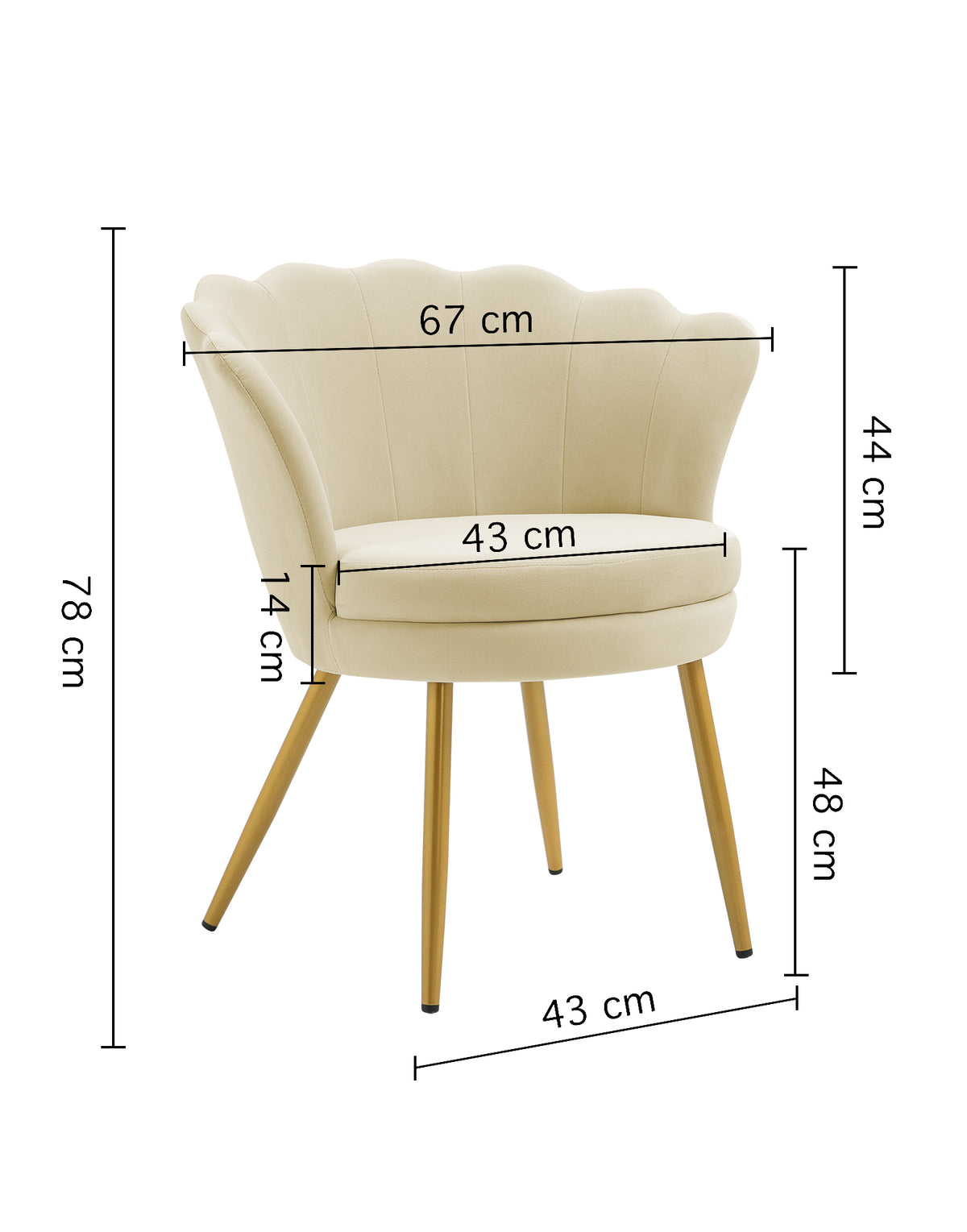 Poltrona Conchiglia Camera da Letto in Velluto Design Moderno, Sedia Classica con Gambe in Metallo Placcato Oro con Seduta Morbida Imbottita Modello Maddina