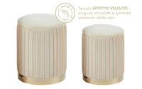 Set Di 2 Pouf Contenitori Velluto Design Moderno Poggiapiedi Sgabello A Coste Tondo Seduta Imbottita Fascia In Metallo Contenitore Capiente Storage Box Toeletta Trucco Poltroncina Bimbi Da Camera