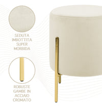 Pouf Poggiapiedi In Velluto Con Gambe Dorate Elegante Imbottito Sgabello Per Toeletta Mobile Trucco Ottomano Ingresso Tavolino Camera Da Letto Soggiorno Salotto Rotondo