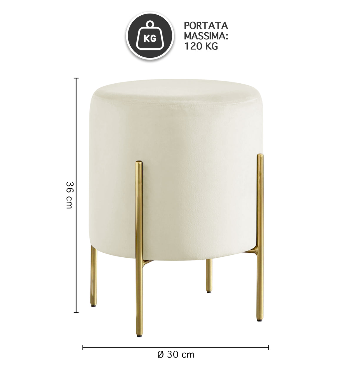 Pouf Poggiapiedi In Velluto Con Gambe Dorate Elegante Imbottito Sgabello Per Toeletta Mobile Trucco Ottomano Ingresso Tavolino Camera Da Letto Soggiorno Salotto Rotondo