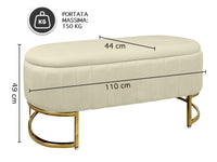 Panca Imbottita Divanetto In Velluto Contenitore Pouf PortaOggetti Panca Sgabello A Pie Di Letto Con Gambe In Metallo Dorato Cassapanca Ingresso Legno Massello Panchina