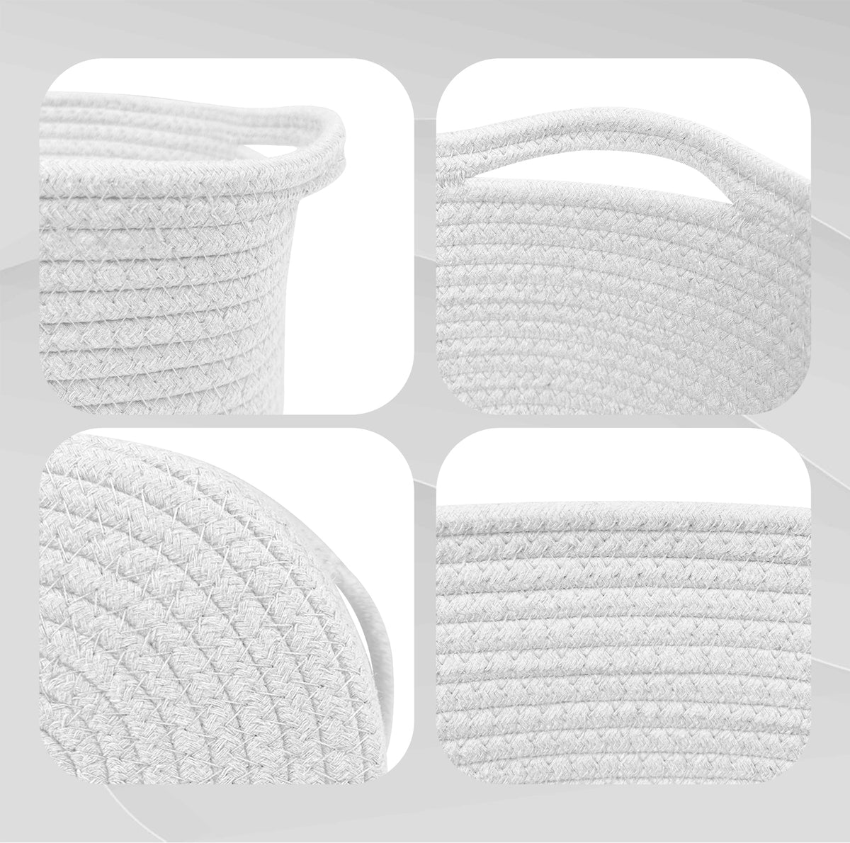 Set 4 Cestini Grandi In Corda Di Cotone Portaoggetti Moderni Tinta Unita Design Elegante Contenitori Impilabili Organizzazione Cestino Bagno Porta Lavette Accessori Stoccaggio