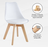 Set 4 Sedie Sala Da Pranzo Ufficio Con Gambe In Legno Di Faggio Schienale Ergonomico Seduta Imbottita In SimilPelle Sedia Cucina Soggiorno Sala Attesa Eleganti Moderne Robuste Solide