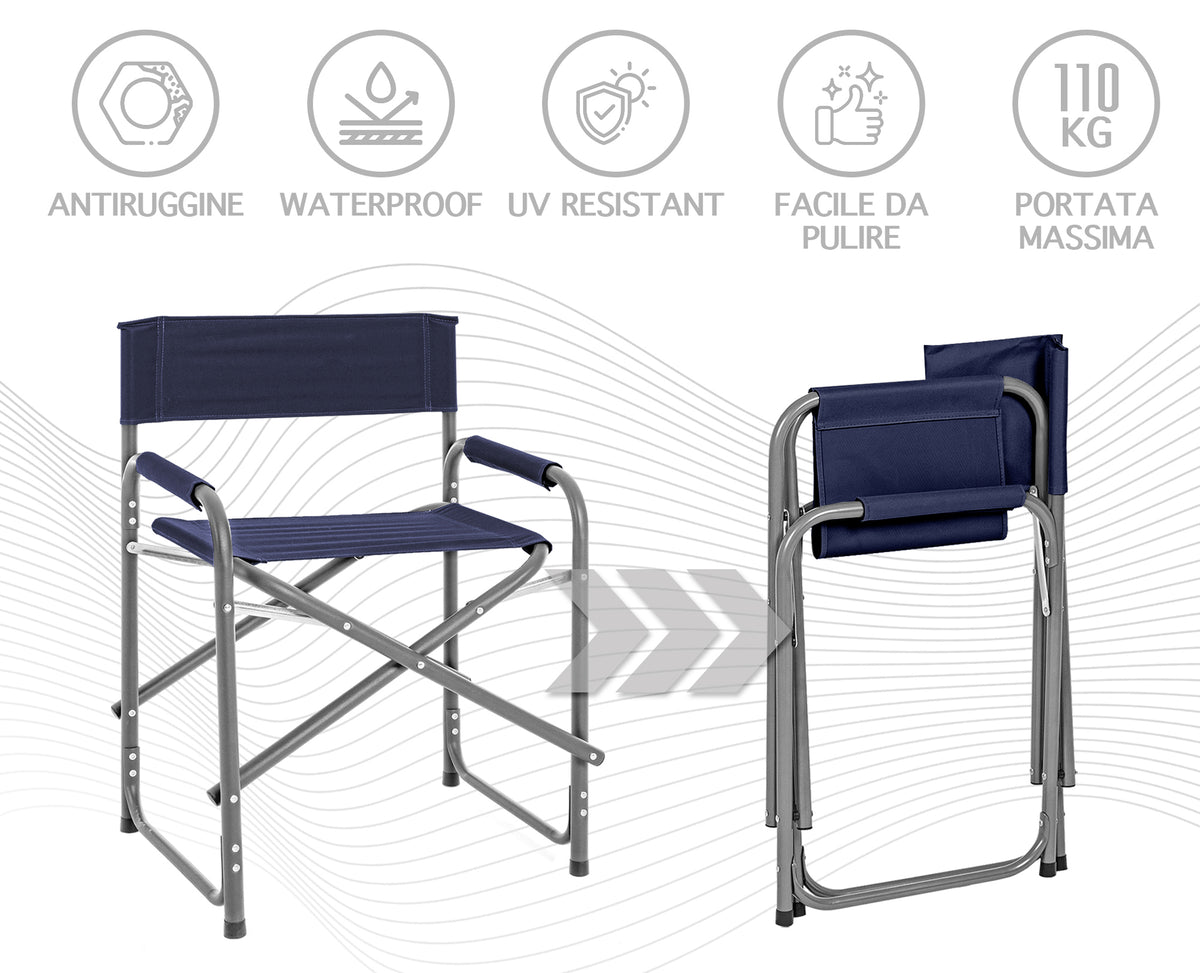 Sedia Sgabello Regista Poltrona Pieghevole In Alluminio Trasportabile Lavabile Leggera Lavabile  Uv Resistente Antiruggine