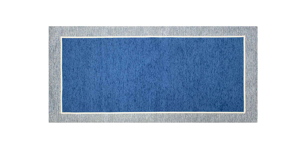 Tappeto Arredo Moderno Antiscivolo in Ciniglia Made in italy  Cotone Misure Grande Roma BluMare