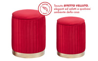 Set Di 2 Pouf Contenitori Velluto Design Moderno Poggiapiedi Sgabello A Coste Tondo Seduta Imbottita Fascia In Metallo Contenitore Capiente Storage Box Toeletta Trucco Poltroncina Bimbi Da Camera