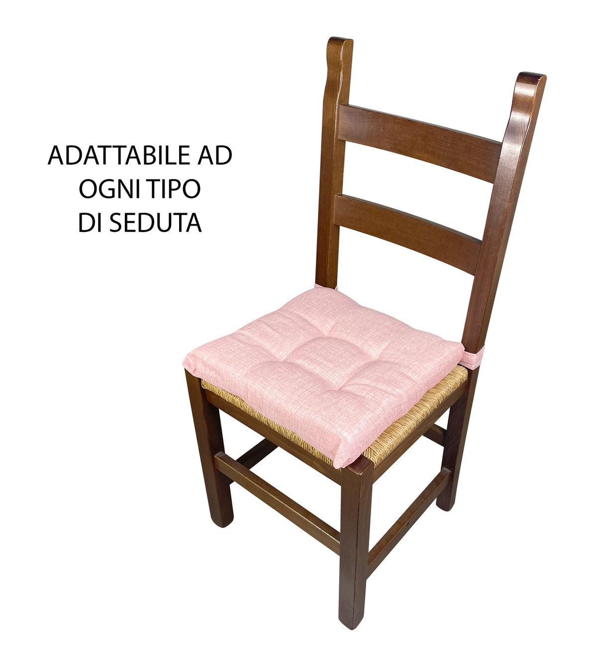 Cuscino arredo sedia Set 6 Cuscini Con Lacci, 4 Punti,Prodotto Italiano 40 x 40 in Spessore 6 Cm Lavorati a Mano mattonella 100% cotone