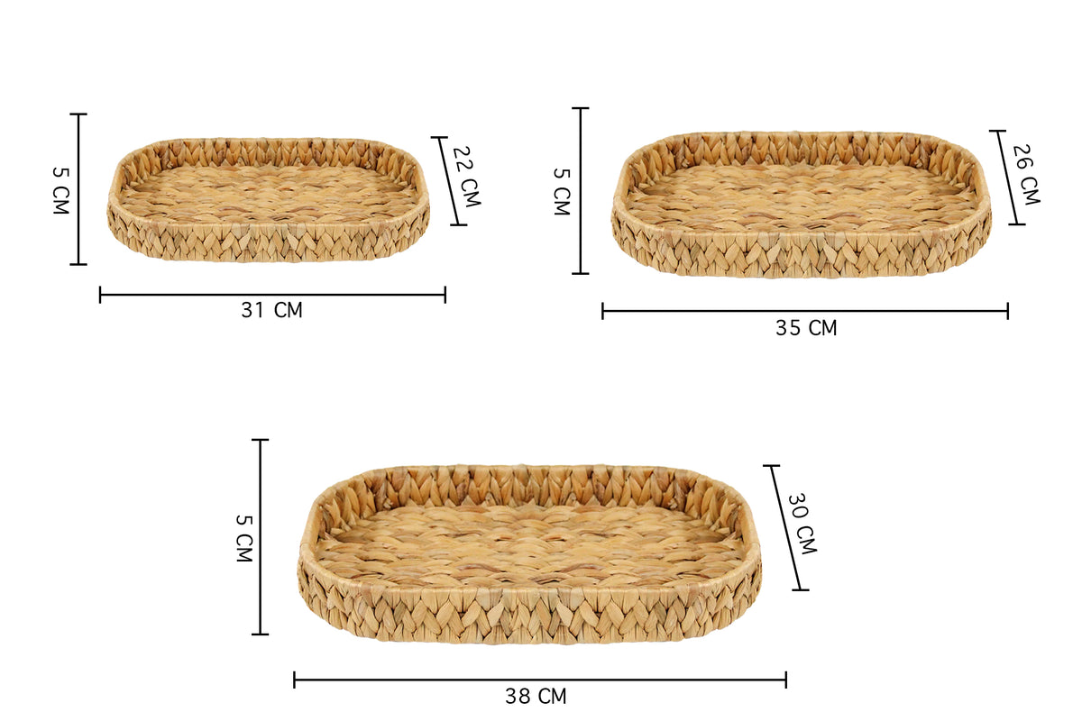 Set 3 Pezzi Cestini In Vimini Portaoggetti Cesto Intrecciato Organizer Cucina Bagno Dispensa Cestino Contenitore Centrotavola Impilabili