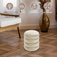 Pouf Poggiapiedi Design Moderno XL Con Contenitore Integrato Rotondo Imbottito In Velluto 40Cm Panca Moderna Cassapanca Soggiorno Panchina Ingresso Scarpiera Sgabello Grande