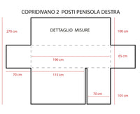 Copridivano Trapuntato con Penisola Destra o Sinistra  -Antiscivolo Antigraffio  Copri Chaise Longue con Lacci Universale