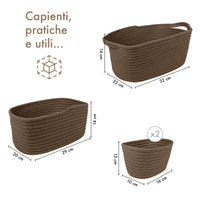 Set 4 Cestini Grandi In Corda Di Cotone Portaoggetti Moderni Tinta Unita Design Elegante Contenitori Impilabili Organizzazione Cestino Bagno Porta Lavette Accessori Stoccaggio