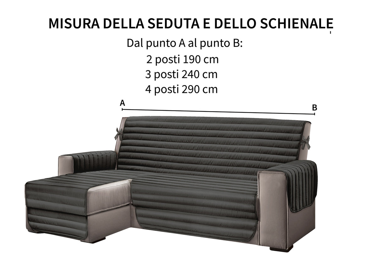 Copridivano Trapuntato con Penisola Destra o Sinistra  -Antiscivolo Antigraffio  Copri Chaise Longue con Lacci Universale