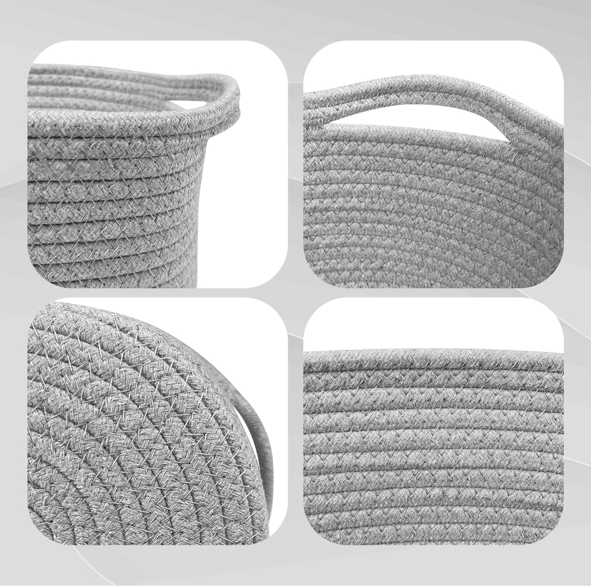 Set 4 Cestini Grandi In Corda Di Cotone Portaoggetti Moderni Tinta Unita Design Elegante Contenitori Impilabili Organizzazione Cestino Bagno Porta Lavette Accessori Stoccaggio