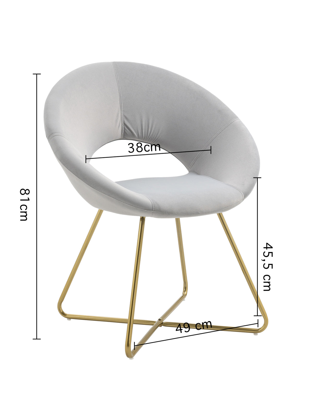 Poltrona Tonda Camera da Letto in Velluto Design Moderno,  con Gambe in Metallo Placcato Oro con Seduta Morbida Modello Grace