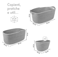 Set 4 Cestini Grandi In Corda Di Cotone Portaoggetti Moderni Tinta Unita Design Elegante Contenitori Impilabili Organizzazione Cestino Bagno Porta Lavette Accessori Stoccaggio