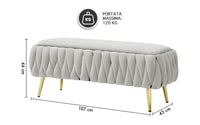 Panca Imbottita Divanetto In Velluto Contenitore Pouf Grande XXL Intrecciato Con Gambe In Metallo Dorato Cassapanca Ingresso Legno Massello Panchina