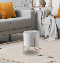 Pouf Poggiapiedi In Velluto Con Gambe Dorate Elegante Imbottito Sgabello Per Toeletta Mobile Trucco Ottomano Ingresso Tavolino Camera Da Letto Soggiorno Salotto Rotondo