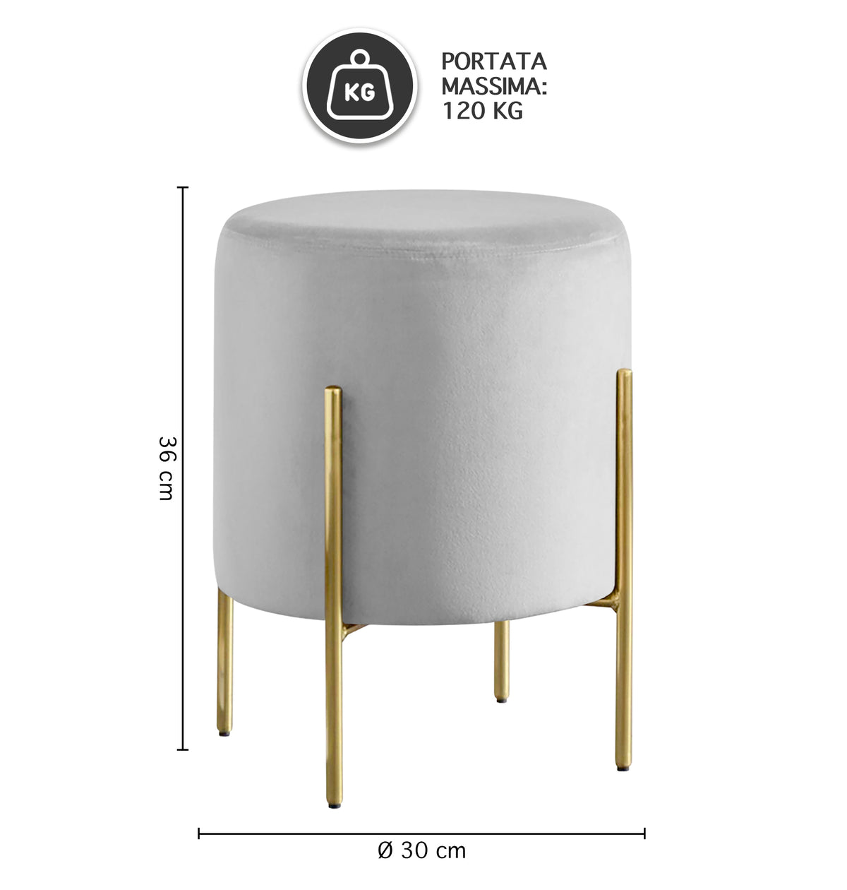 Pouf Poggiapiedi In Velluto Con Gambe Dorate Elegante Imbottito Sgabello Per Toeletta Mobile Trucco Ottomano Ingresso Tavolino Camera Da Letto Soggiorno Salotto Rotondo