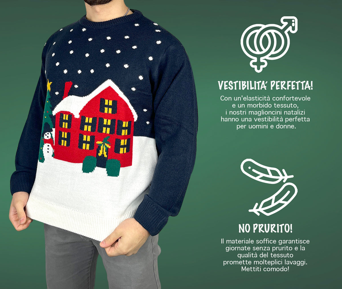 Maglione Natalizio Unisex Uomo Donna Maniche Lunghe Vestibilità Perfetta Senza Prurito Maglioncino  Pullover Natale Idee Regalo Maglioni Di Natale Di Coppia Famiglia