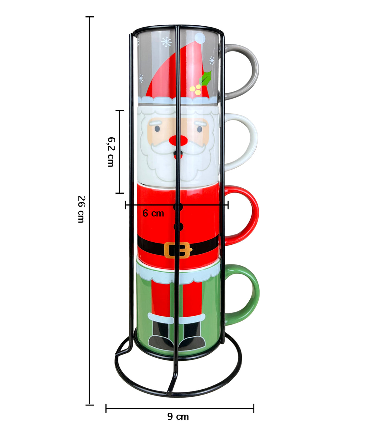 Set 4 Tazzine Da Caffè Con Supporto Fantasia Natale In Porcellana Idea Regalo Si Lavastoviglie Microonde