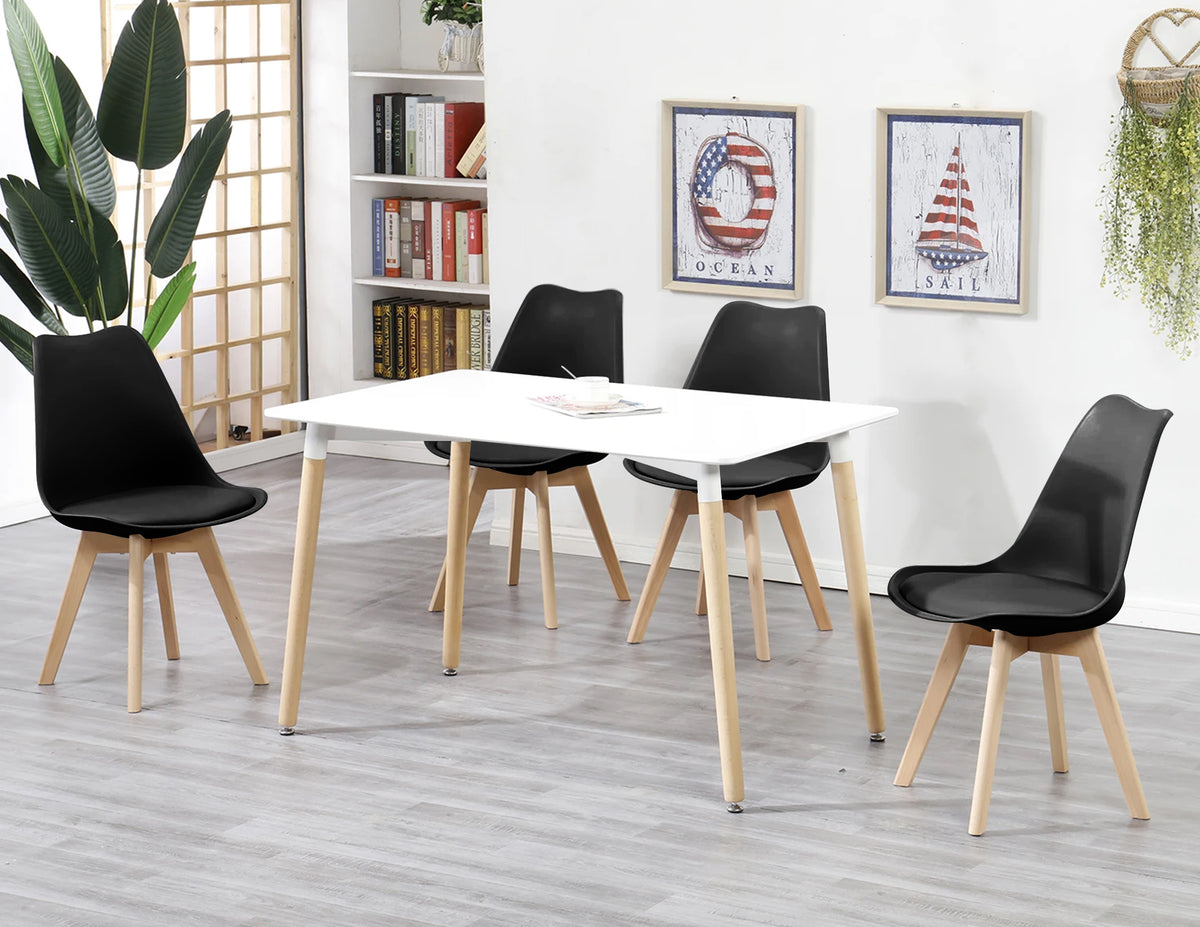 Set 4 Sedie Sala Da Pranzo Ufficio Con Gambe In Legno Di Faggio Schienale Ergonomico Seduta Imbottita In SimilPelle Sedia Cucina Soggiorno Sala Attesa Eleganti Moderne Robuste Solide