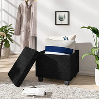 Pouf Poggiapiedi Cubico XXL Con Contenitore Integrato Cubo Imbottito Lino 45Cm Piedini legno Panca Moderna Cassapanca