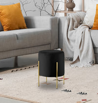 Pouf Poggiapiedi In Velluto Con Gambe Dorate Elegante Imbottito Sgabello Per Toeletta Mobile Trucco Ottomano Ingresso Tavolino Camera Da Letto Soggiorno Salotto Rotondo