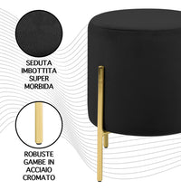 Pouf Poggiapiedi In Velluto Con Gambe Dorate Elegante Imbottito Sgabello Per Toeletta Mobile Trucco Ottomano Ingresso Tavolino Camera Da Letto Soggiorno Salotto Rotondo